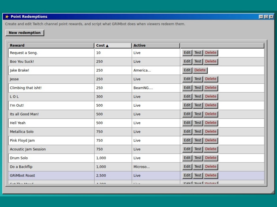 Point Redemptions with scripted channel point rewards